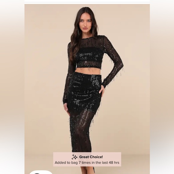 Lulus Dresses & Skirts - Lulu's Black Sequined Midi Skirt